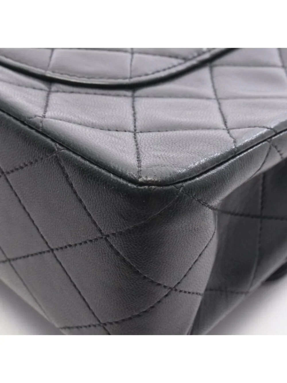 Chanel Shoulder Bag Quilted Double Flap Black Lambskin Chain